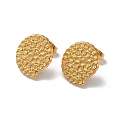 Золотой 304 фурнитура для сережек из нержавеющей стали, с вертикальными петлями, плоско-круглые, золотые, 16x14.5 мм, отверстие : 2.7 мм, штифты : 0.5 мм