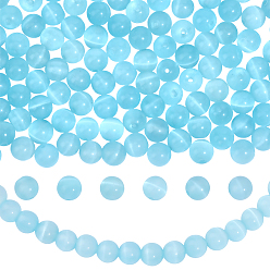 Небесно-голубой Бусины Кошачие Глаза, круглые, голубой, 6 мм, отверстие : 1 мм, 180 шт / комплект