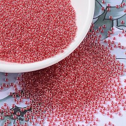 (RR226) Dark Coral Lined Crystal Миюки круглые бусины рокайль, японский бисер, (rr 226) кристалл, облицованный темным кораллом, 11/0, 2x1.3 мм, Отверстие : 0.8 мм , около 5500 шт / 50 г