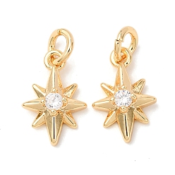 Настоящее золото 18K Латунные микро проложить кубического циркония подвески, звезды прелести, с целью перехода в кольце, стойки покрытие, долговечный, реальный 18 k позолоченный, 11x7x3 мм, отверстие : 2.4 мм