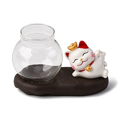 Cat Shape Украшения для выставки в виде кошек и золотых рыбок из смолы, для домашнего офисного стола, форма кошки, 35x50 мм