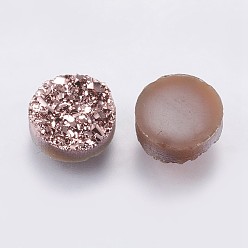 Camel Imitation Druzy Gemstone Resin Cabochons, Flat Round, Camel, 8x3~4mm