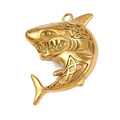 Золотой 304 подвески из нержавеющей стали в виде морских животных, акул амулеты, золотые, 37.5x29.5x15.5 мм, отверстие : 2.5 мм