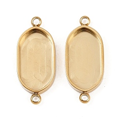 Oval 304 из нержавеющей стали параметров соединителя кабошон, ионное покрытие (ip), реальный 18 k позолоченный, овальные, лоток : 14x7 мм, 20x8.5x2 мм, отверстие : 1.4 мм