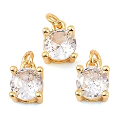 Настоящее золото 18K Латунь с кубическими цирконами, круглые подвески, без свинца и без кадмия, стойки покрытие, долговечный, реальный 18 k позолоченный, 8x6.5x5.5 мм, Перейти кольцо: 4x0.7 мм, внутренний диаметр: 2.5 мм