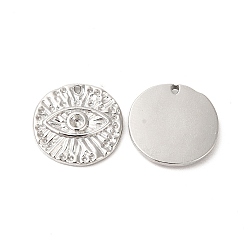 Нержавеющая Сталь Цвет Устойчивы к потускнению 304 подвески из нержавеющей стали со стразами, плоские круглые с глаз, цвет нержавеющей стали, пригодный для стразов 1.8 мм, 14.5x15.5x2.2 мм, отверстие : 0.8 мм