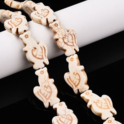 Античный Белый Синтетических нитей бирюзовые бусы, окрашенные, белка, старинный белый, 29.5~30x18~18.5x6.5 мм, отверстие : 1.2 мм, около 13 шт / нитка, 15.04'' (38.2 см)