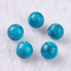 Синтетическая Бирюза Синтетические бирюзовые бусины, сфера драгоценного камня, неразрушенное / без отверстия, окрашенные, круглые, 6 мм