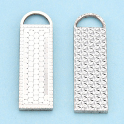 Silver 925 Sterling Silver Pendants, Rectangle Charms, Silver, 23x7x1.5mm, Hole: 2.5x5.5mm