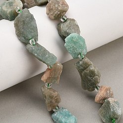 Amazonite Natural Amazonite Beads Strands, Raw Rough, Nuggets, with Seed Beads, 13~23x12~16x6~13mm, Hole: 1mm, about 11~13pcs/strand, 7.44''(18.9cm)~7.99''(20.3cm)
