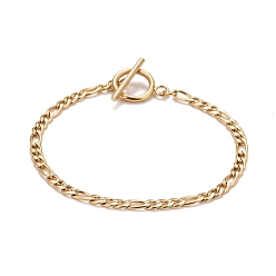 Золотой Ионное покрытие (ip) 304 браслеты-цепочки из нержавеющей стали для женщин и мужчин, Фигаро браслеты-цепочки, золотые, 8 дюйм (20.3 см)