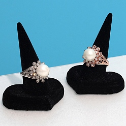 Black Flocking Resin Heart Shape Ring Holder, Jewelry Holder Display, Black, 5.3x4.2x7.5cm
