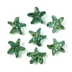Морско-зеленый Прозрачные стеклянные бусины пикассо, морская звезда, цвета морской волны, 14.5~15x16x8.5~9 мм, отверстие : 1~1.1 мм, Около 375 шт / фунт