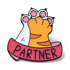 Paw Print Kawaii Cute Pink Cat's Claw Pet Theme Enamel Pins, Black Alloy Badge for Women, Paw Print, 29.5x29.5x1mm