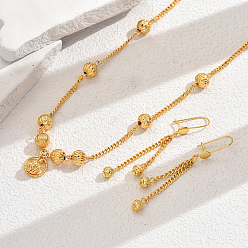 Золотой Комплекты круглых сережек и ожерелий из латуни для женщин, золотые