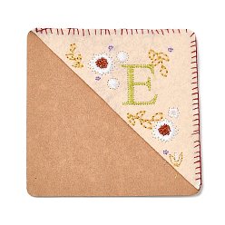 Letter E Embroidery Corner Bookmarks, Personalized Hand Embroidered Bookmark, Flower Felt Triangle Corner Page Marker, for Book Reading Lovers Teachers, Square, Letter.E, 95x95mm