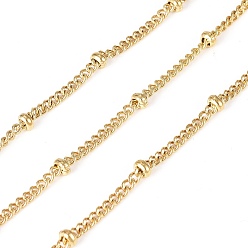 Золотой 304 из нержавеющей стали обуздать цепи, спутниковые сети, с бисером и катушкой, пайки, золотые, ссылка: 2.5x2.5x0.4 mm, бусина : 3.5x1.5 mm, около 32.8 футов (10 м) / рулон