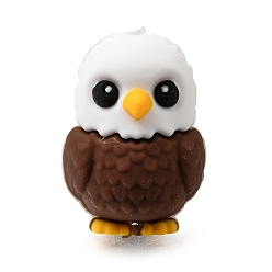 Coconut Brown Silicone Beads, Focal Beads, Owl, Coconut Brown, 29x20.5x21mm, Hole: 2.5mm