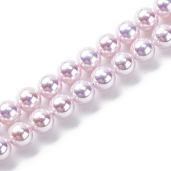 Сливовый УФ-покрытие перламутровые стеклянные жемчужные бусины нити, имитация Австрийские кристаллические шарики, круглые, слива, 6 мм, отверстие : 0.6 мм, около 65~66 шт / нитка, 15.55~15.75 дюйм (39.5 см)