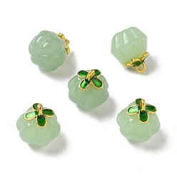 Темный Морско-зеленый Стеклянные прелести, тыква, с золотой эмали сплава выводов, темно-зеленый, 14.5x13 мм, отверстие : 1.5 мм