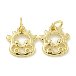 (461) Высокий Металлик Виноград Стойки обшивки латунные подвески, с прыжковых колец, долговечный, без свинца и без кадмия, зодиакальный шарм, крупный рогатый скот, 12x11.5x1.5 мм, отверстие : 3.5 мм