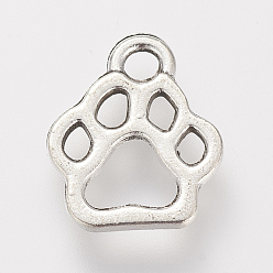 Antique Silver Tibetan Style Alloy Charms, Dog Paw Prints, Cadmium Free & Lead Free, Antique Silver, 13x11x1.5mm, Hole: 2mm, about 955pcs/500g