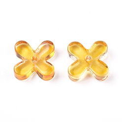 (932FM) Темно-синий аква-матовый с подкладкой Гальванические стеклянные бусины, клевер, темно-золотистые, 10.5x10.5x2 мм, отверстие : 1 мм