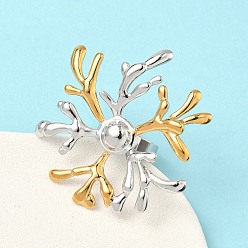 Золотой & Цвет Нержавеющей Стали 304 из нержавеющей стали манжеты кольца, цветок, без кадмия и без свинца и без никеля, золотые и нержавеющая сталь цвет, 51.5x49.5 мм, размер США 7 1/4 (17.5 мм)