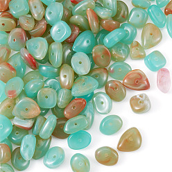 Бледно-бирюзовый 50g прозрачные акриловые бусины, самородки, два тона, бледные бирюзовая, 10~14.5x7~11x4.5~6 мм, отверстие : 1.4 мм