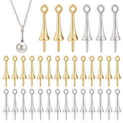 Платиновый & Золотой 60шт. 2 цвета латунные штифты-скобы, держатели чашки, за половину пробурено бисера, платиной и золотом, 16x3.5 мм, отверстие : 1.2 мм, штифты : 0.7 мм, 30 шт / цвет