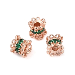 Розовое Золото Латунные микро проложить кубического циркония бусы, цветок, долговечный, стойки покрытие, розовое золото , 5.5x5.5 мм, отверстие : 1.8 мм