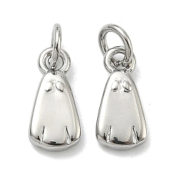 Платина Латунные подвески, призрак, без кадмия и без свинца, стойки покрытие, долговечный, платина, 12x6x2.5 мм, отверстие : 3.4 мм, Перейти кольцо: 5x0.8 мм