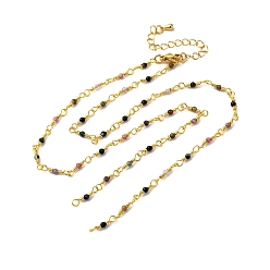 Турмалин Цепи латуни ожерелье решений, с натуральным многоцветным турмалином, стойки покрытие, долговечный, реальный 18 k позолоченный, 18.82 дюйм (47.8 см)