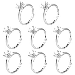 Платина 8шт. латунные регулируемые кольцевые соединения, настройки зубчатого кольца, платина, размер США 7 1/2 (17.7 мм), лоток : 6.5 мм