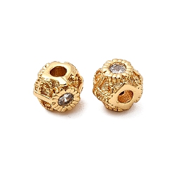 Настоящее золото 18K Латунные микро проложить кубического циркония бусы, рондель, без никеля , реальный 18 k позолоченный, 5x5.5x4.5 мм, отверстие : 1.6 мм