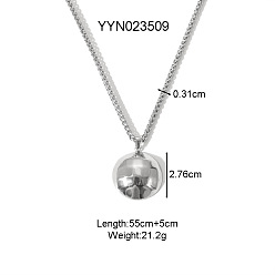 Плоский Круглый 304 текстурированные подвески из нержавеющей стали для женщин, серебряный цвет гальваническим, плоско-круглые, 21.65 дюйм (55 см)