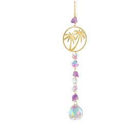 Дерево Железные полые большие подвесные украшения, подвесные ловцы солнца, k9 хрустальное стекло, с латунной фурнитурой , для сада, свадьба, световой орнамент, дерево, 400 мм