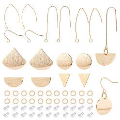 Golden DIY Dangle Earrings Making Kit, Including Brass Pendant & Earring Hooks & Jump Rings, Silicone Ear Nuts, Real 18K Gold Plated, Pendants: 16Pcs/set