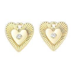 Golden Alloy Rhinestone Pendants, Heart Charms, Rack Plating, Long-Lasting Plated, Golden, 18x16.5x3.5mm, Hole: 2x2mm