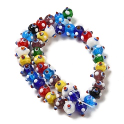 Разноцветный Бусины лэмпворк в виде тыквы ручной работы, круглые, красочный, 8.5x10.5x7 мм, отверстие : 1.8 мм, около 40 шт / нитка, 10.63'' (27 см)