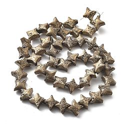 Антично-позолоченный Гальванические бусины из натуральной лавы, звезда, старинное золотое покрытие, 9.5x9.5 мм, отверстие : 1 мм, около 48 шт / нитка, 14.57'' (37 см)