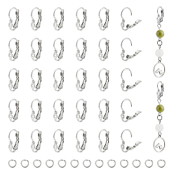 Нержавеющая Сталь Цвет 40 шт. 304 серьги с рычагом из нержавеющей стали, с 40 открытыми соединительными кольцами, цвет нержавеющей стали, 16x11x3.5 мм, отверстие : 1 мм