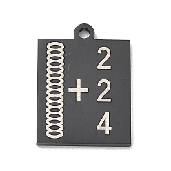 Black 304 Stainless Steel Pendants, Abacus Charms, Polishing, Ion Plating(IP), Black, 22x16x1.5mm, Hole: 1.9mm