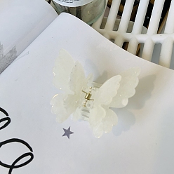 Лимонный шифон Акриловые коготь заколки, бабочка, лимонный шифон, 60 мм