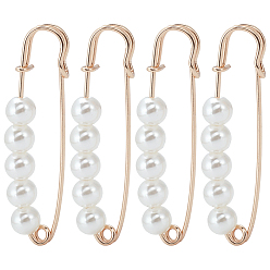 Light Gold 4Pcs Alloy Safety Pin Brooch, Kilt Pin for Waist Pants Tightener Women, Light Gold, 15.5x59x7.5mm