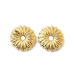 Настоящее золото 18K Цветочные латунные бусины, долговечный, стойки покрытие, без свинца и без кадмия, реальный 18 k позолоченный, 8x2 мм, отверстие : 1.2 мм