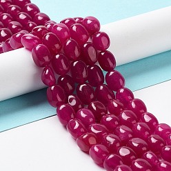 Medium Violet Red Natural Jade Beads Strands, Dyed, Nuggets, Tumbled Stone, Medium Violet Red, 9.5~11.5x8~8.5x7~8mm, Hole: 1mm, about 34~38pcs/strand, 14.76~15.16''(37.5~38.5cm)
