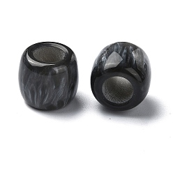Черный Cmолы европейские шарики, большие отверстия баррель бисером, чёрные, 11x12x12 мм, отверстие : 6 мм