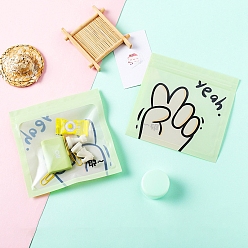 Светло-зеленый Пластиковые пакеты с застежкой-молнией cpp, многоразовые упаковочные пакеты, мешок с самоуплотнением, квадрат с рисунком жестов, светло-зеленый, 13.5x13.5 см