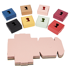 Mixed Color Foldable Kraft Paper Gift Boxes, Hollow Cat Pattern Handmade Soap Boxes, Square, Mixed Color, 8x8x3.2cm, 40pcs/set